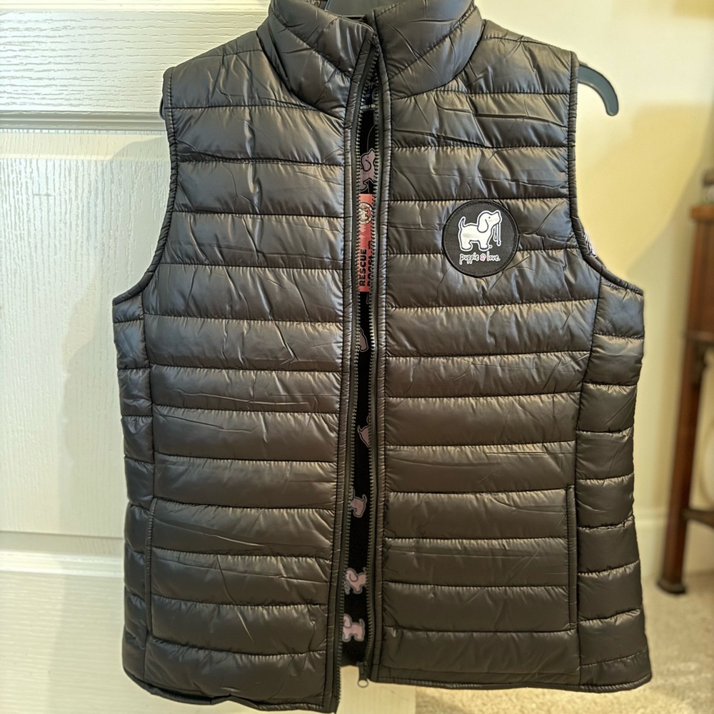 Black Puffer Vest with Logo